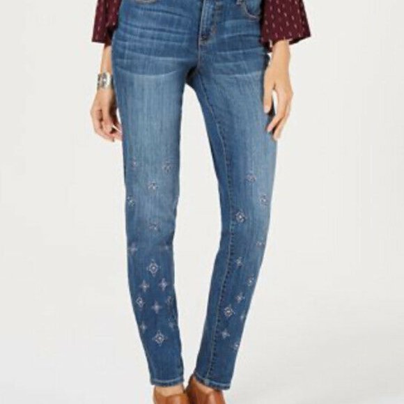 plus size embroidered skinny jeans